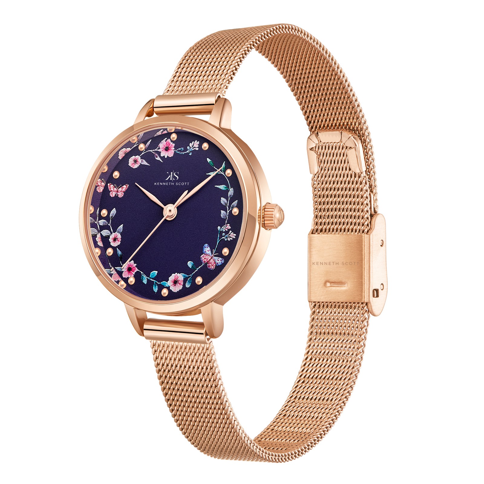 Kenneth Scott Women’s Analog Watch | Blue Dial, 28mm, 30 m (3 ATM)