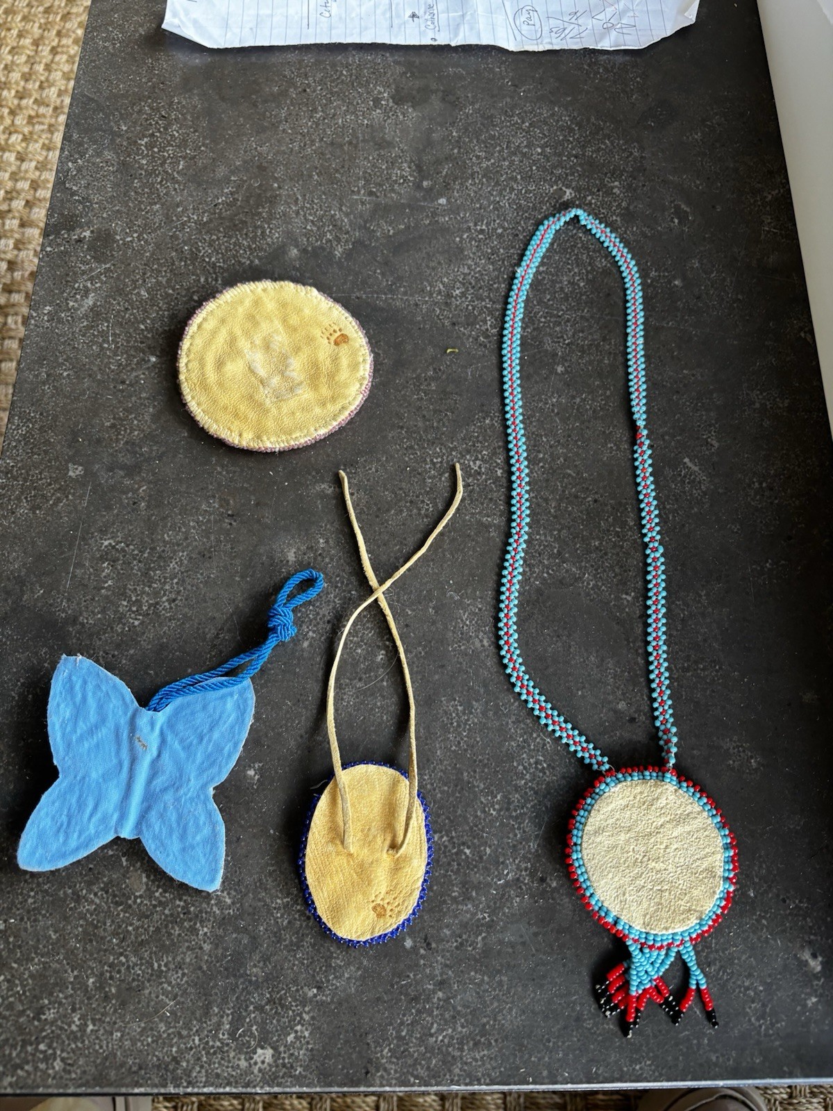 Lot Of 4 Vintage Navajo Beaded Medallion Pendants Adornment