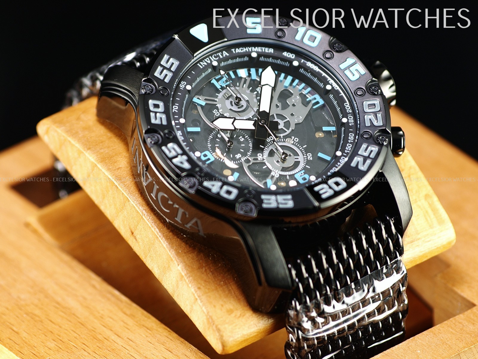 Invicta RACING JM LIMITED EDITION Chronograph Quartz Stinless Mesh BLACK Watch