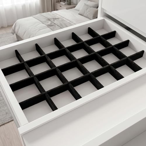 1 Set Jewelry Tray Dividers, 13.17 Inch Black Lint Inserts, Drawer Storage