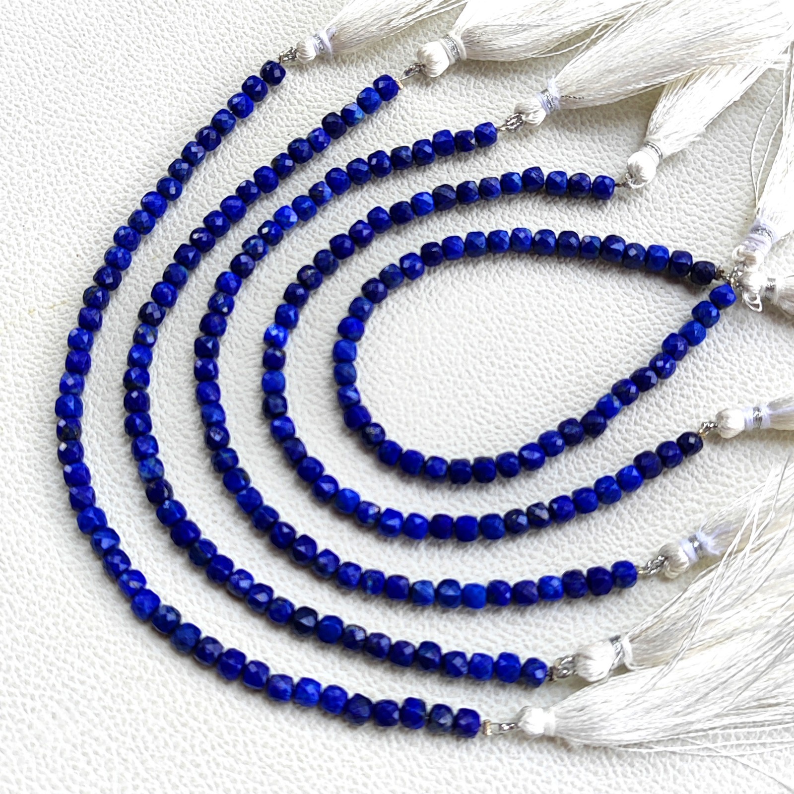 Natural Lapis Lazuli 5mm Faceted Cube Beads 7″ Strand Afghanistan Blue Gemstone