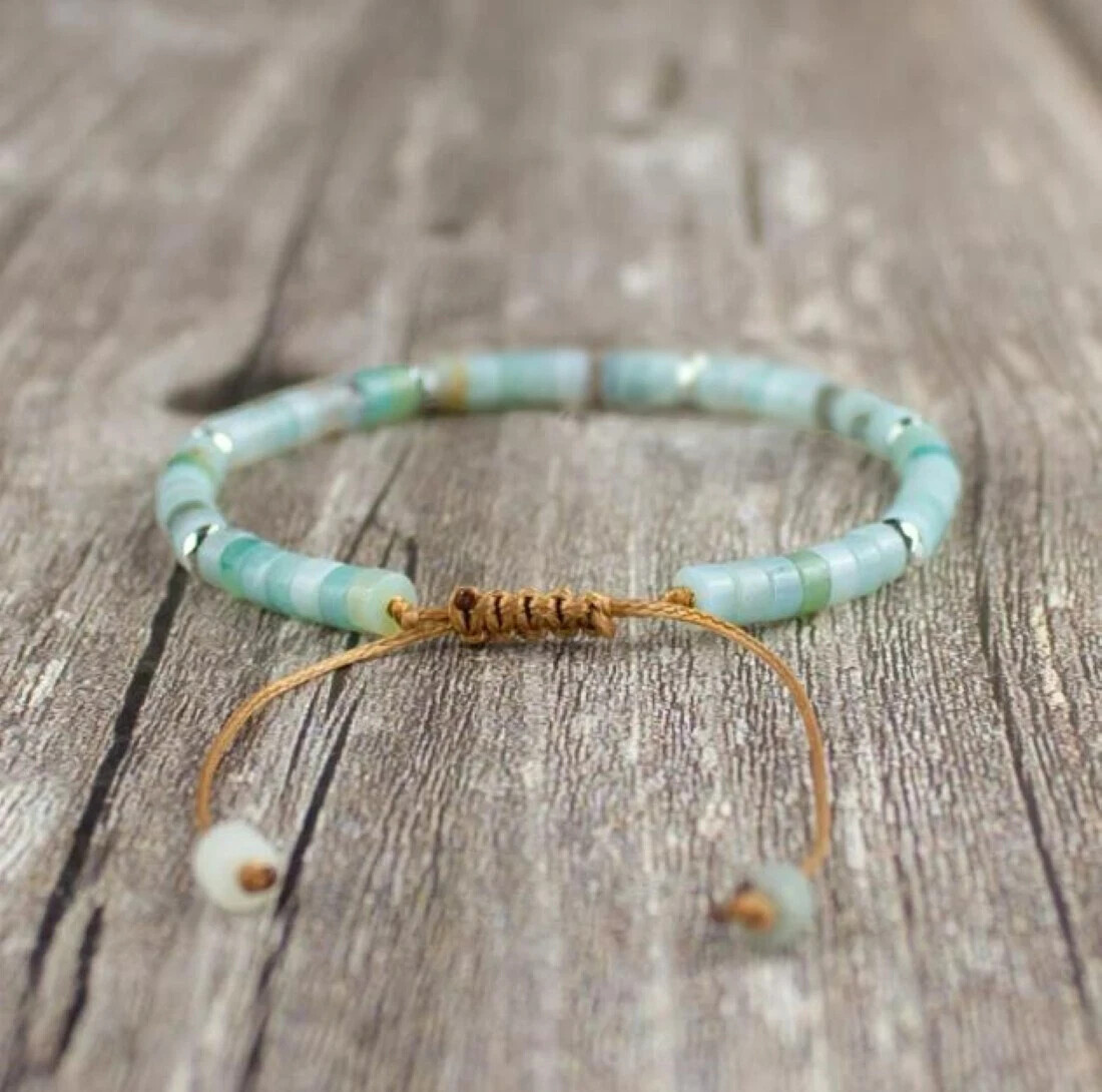 4mm Beads Natural Amazonite Crystal Gemstone Dainty Bracelet Healing Energy Gift