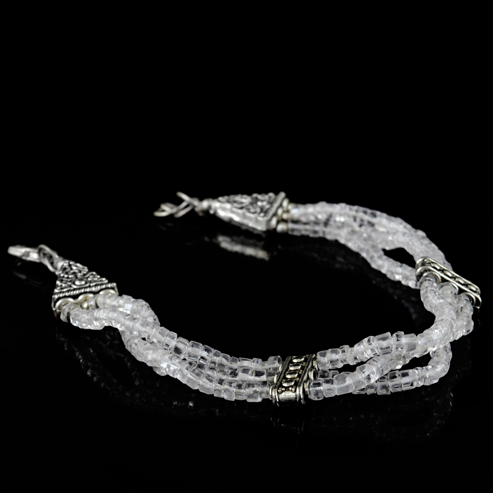Designer 103.50Cts Earth Mined Rich White Quartz Round Shape Beads Bracelet (DG)