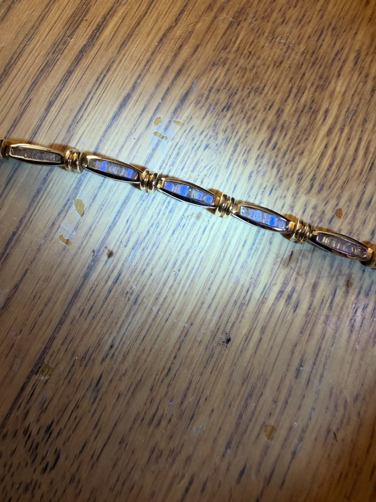 Vintage 7 Inche 10k White And Hello Gold Bracelet With Natural Diamond 7.77 G