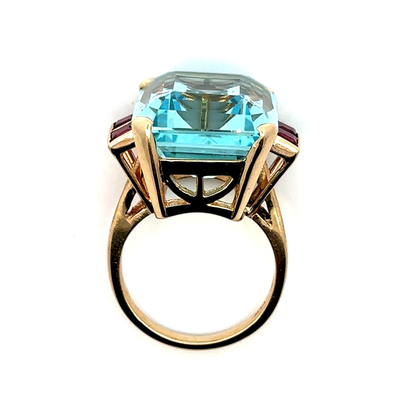 GIA Certified 18.60Cts Fine Quality Aquamarine & Ruby 14K Gold Ring 10.4g G039