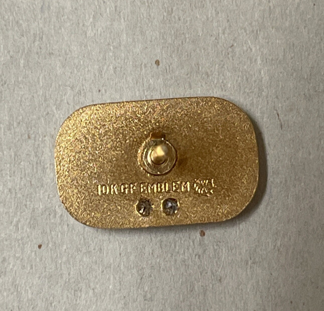 Vintage GTE 10K GF Emblem Tie Tac W/2 Diamond Chips