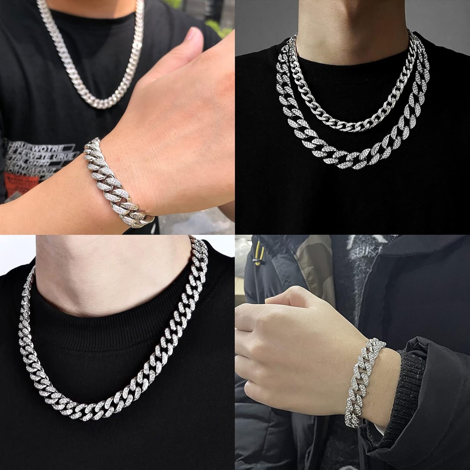 Cadenas de Titanium en Plata 925 Para Hombre Mujer Unisex Cadena Cubana Joyería