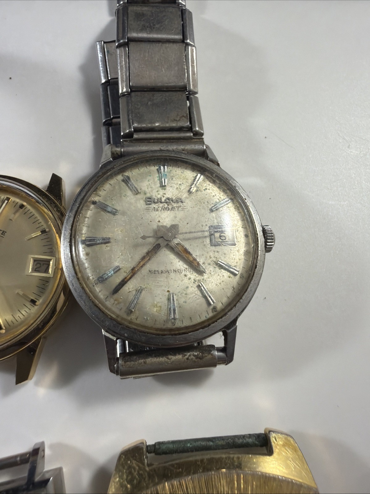 Lot Of 18 Vintage Watch Mechanical And Quartz Men’s Recta Contex Bulova Elgin ++