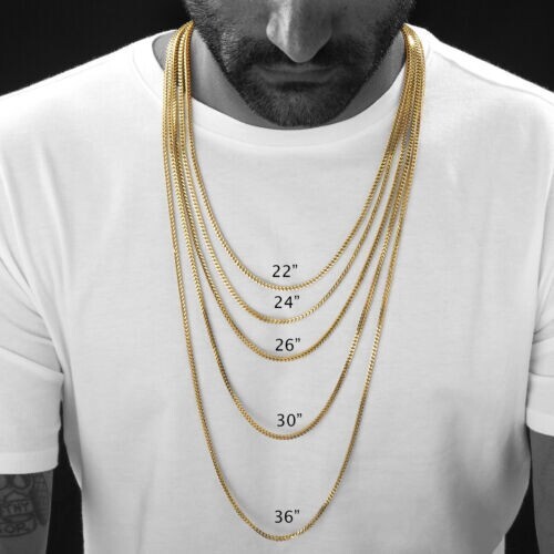 Men’s Fransco Box Chain 2mm to 6mm 16″ to 30″ Gold Plated Hip Hop Jewelry
