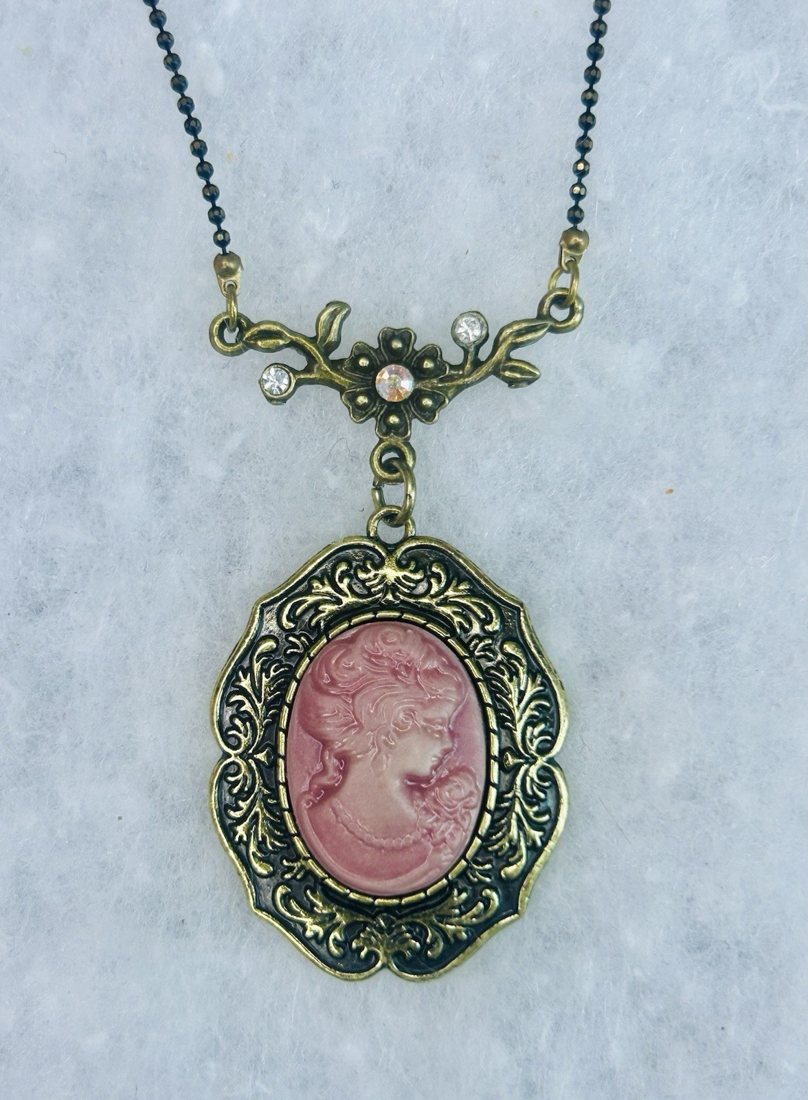 Handmade Pink Cameo Pendant Necklace by Whispering Willows