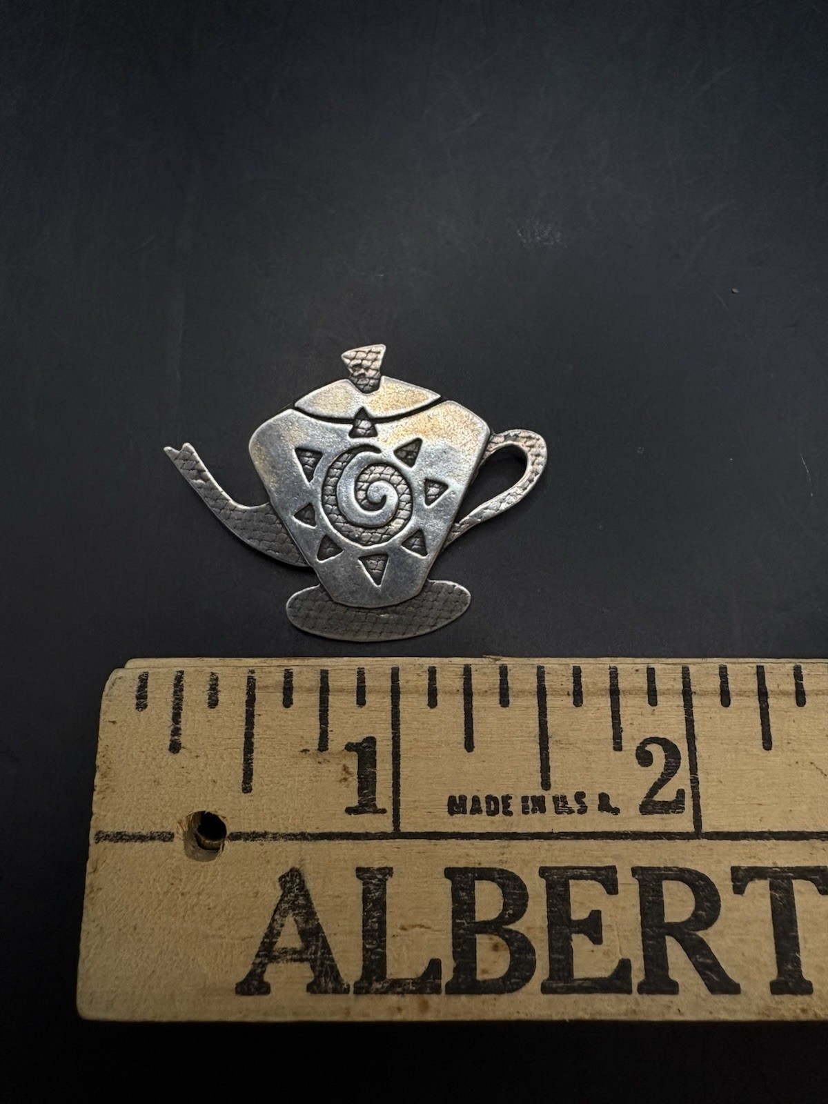 Vintage Artisan Studio Sterling Silver Teapot Brooch Pin Estate 925