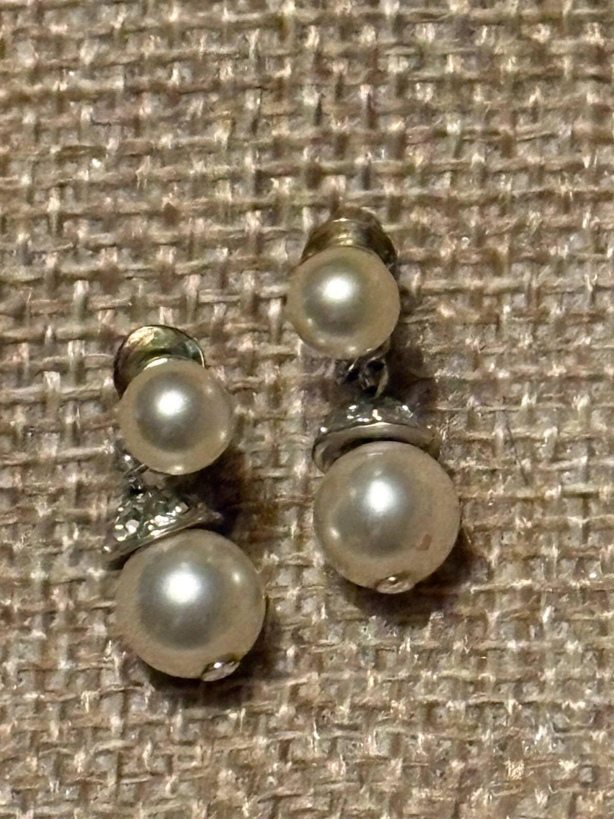 Zales Faux Pearl CZ Dangle Earrings.