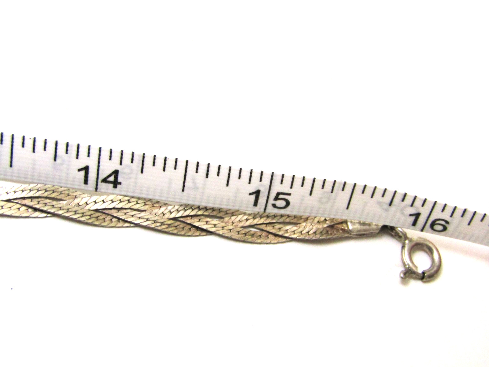 925 Sterling Silver Woven Braided Necklace Choker 15 Inch 9 Grams