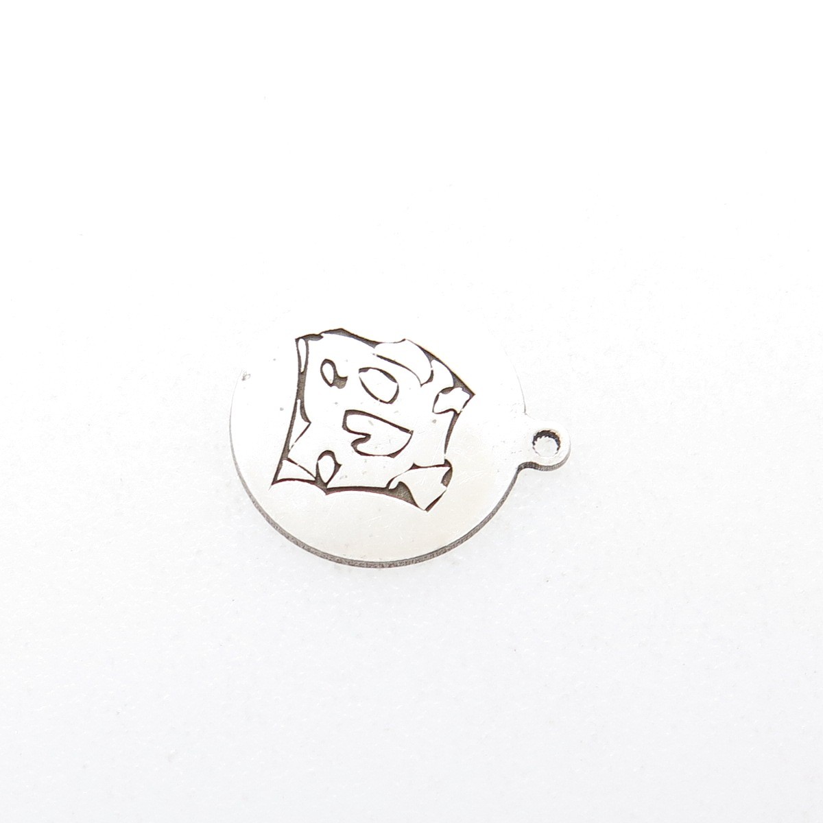 TWO IN TOWN 925 Sterling Silver Engraved Dog Round Tag Minimalist Charm Pendant