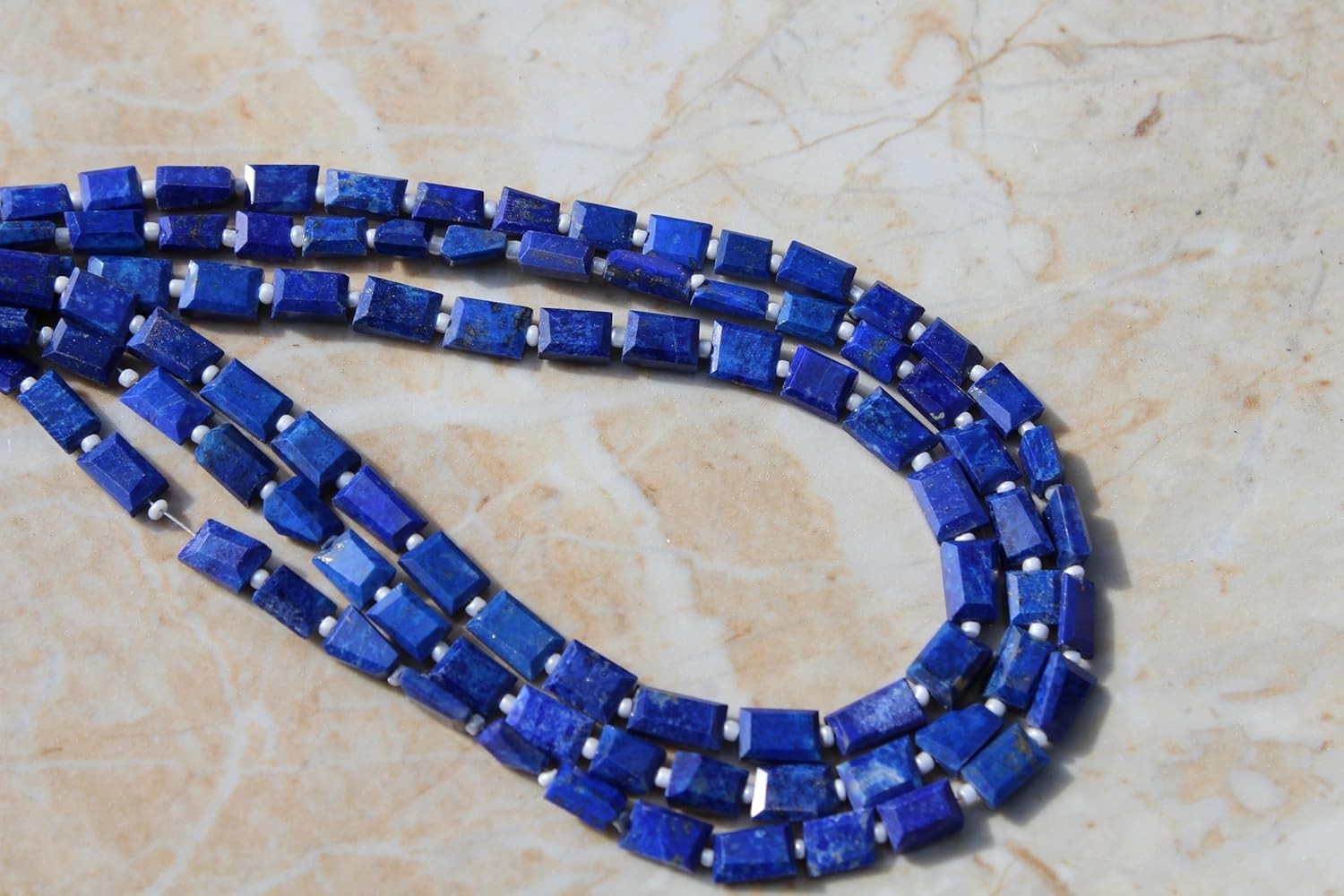 Natural 37 Pieces Smooth lapis lazuli nugget shape gemstone beads 4×10 MM approx