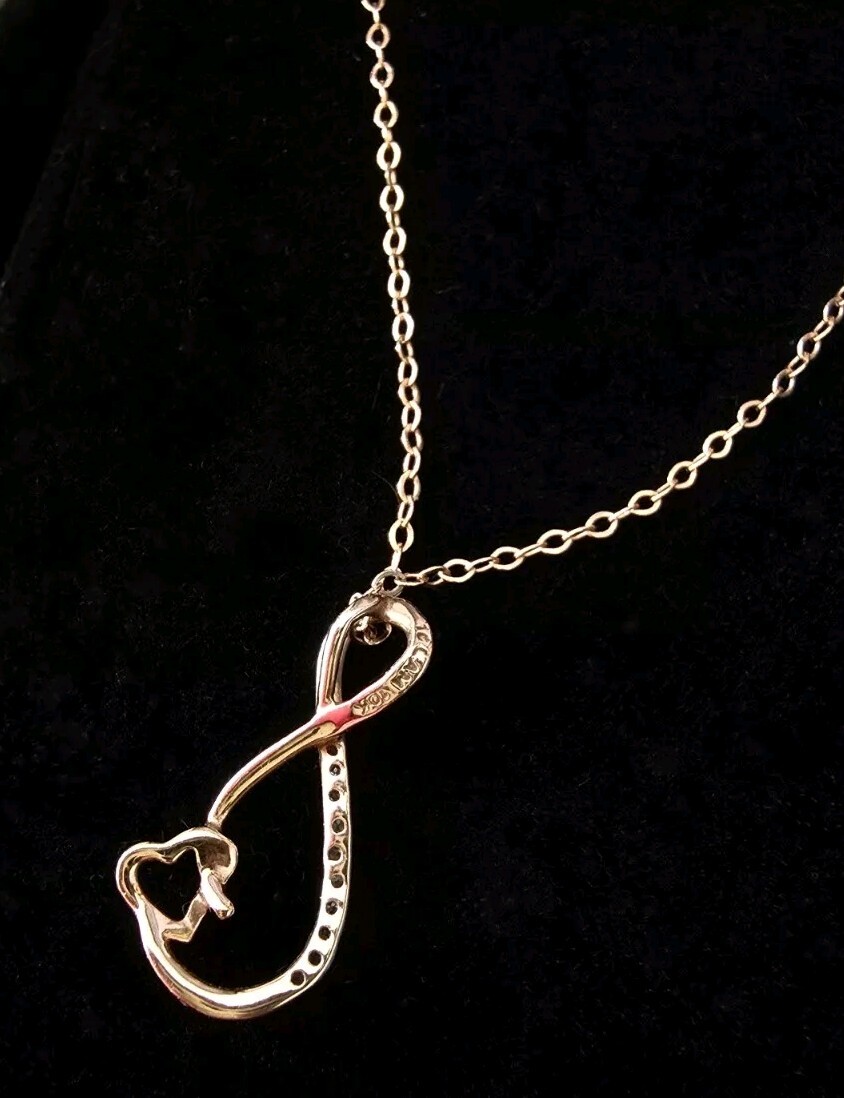 $400 Kay Jewelers 10k Rose Gold diamond Infinity Heart Pendant necklace zales