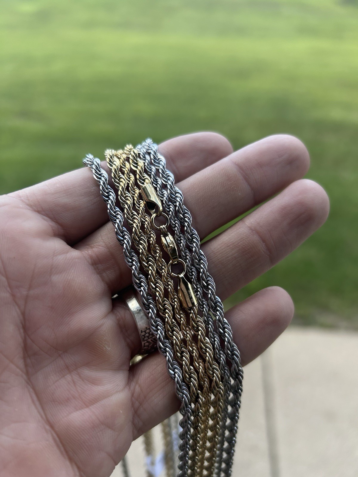 18K Gold Filled Rope Chain Necklace 4mm 22”inch Mens Women’s