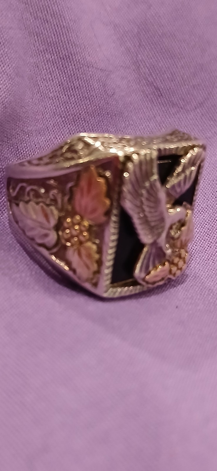 14K Yellow Gold Ring Size 8 Square Rose Gold Tone Bird/Eagle Motif