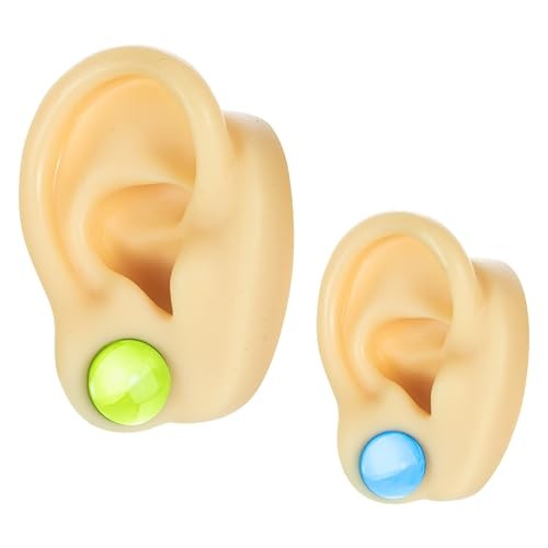 Semi-Transparent Double Flared Glass Ear Gauges Plugs, Arc Surface 16mm Blue