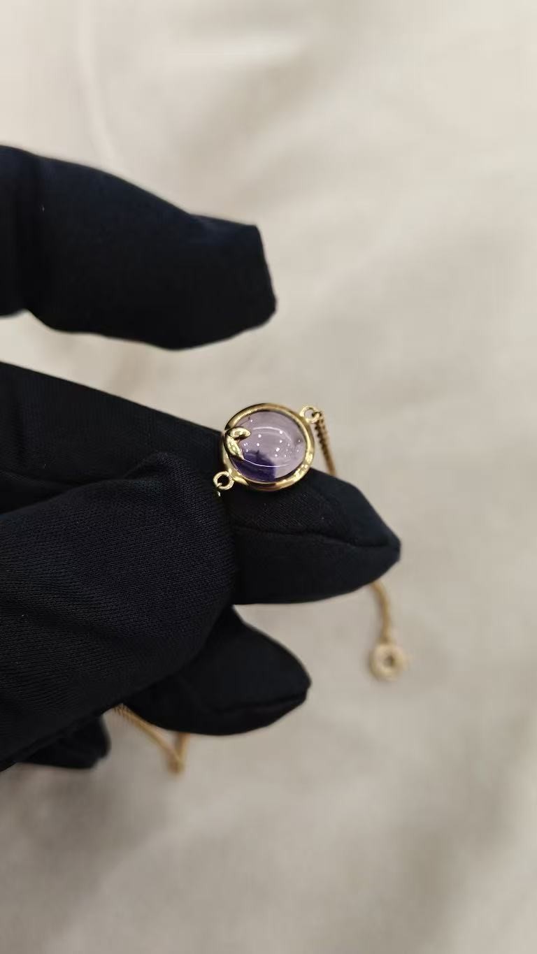 Tiffany & Co Paloma Picasso Olive Leaf Amethyst Yellow Gold Bracelet No Diamond