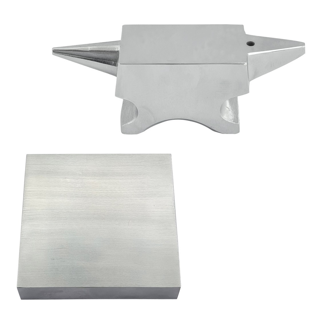 Set of 2 Horn Anvil & Steel Bench Block, Jewelry Flattening and Shaping Tools