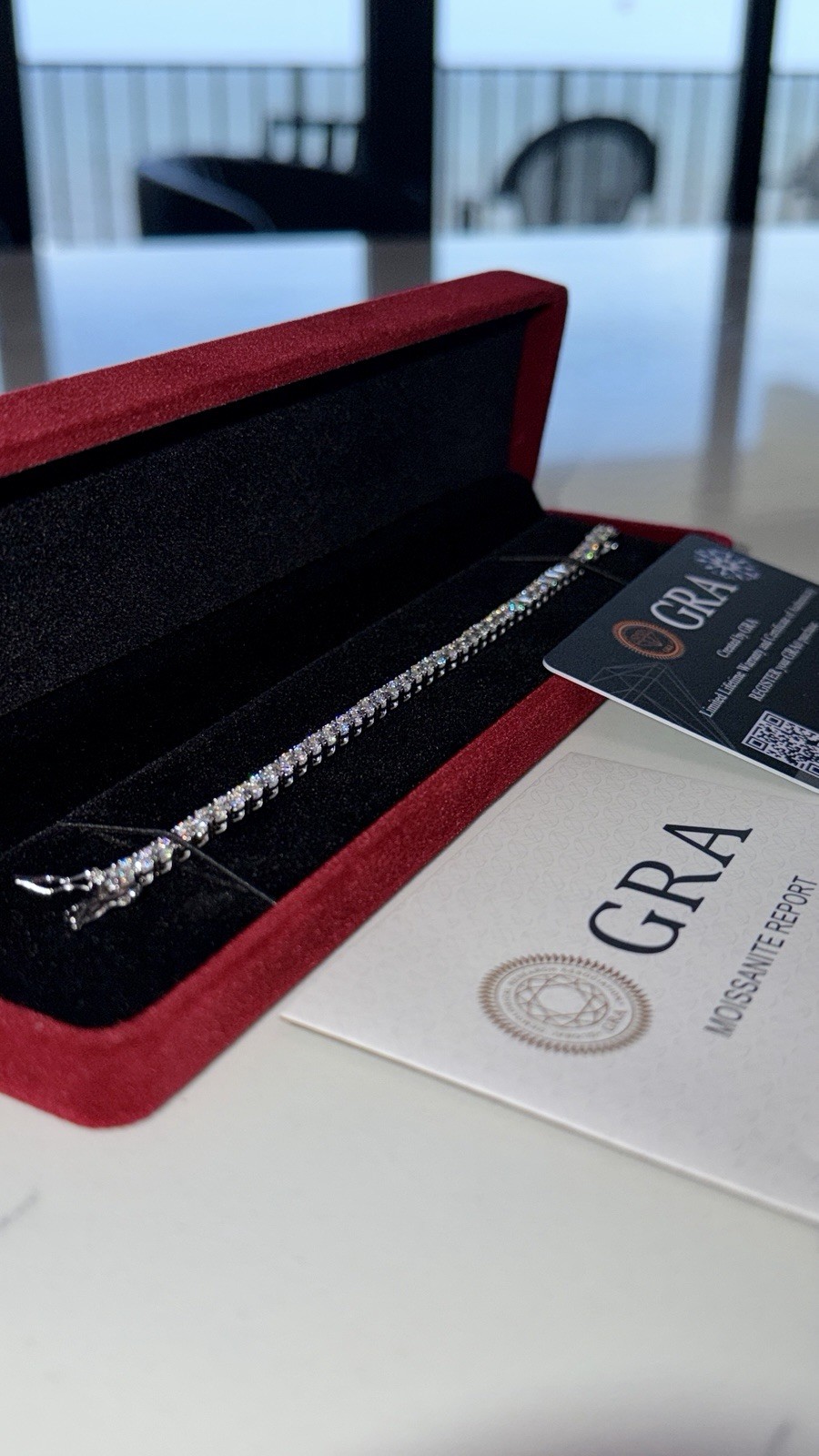 GRA Certified Moissanite 925 Silver Tennis Bracelet Round Prong Box Clasp