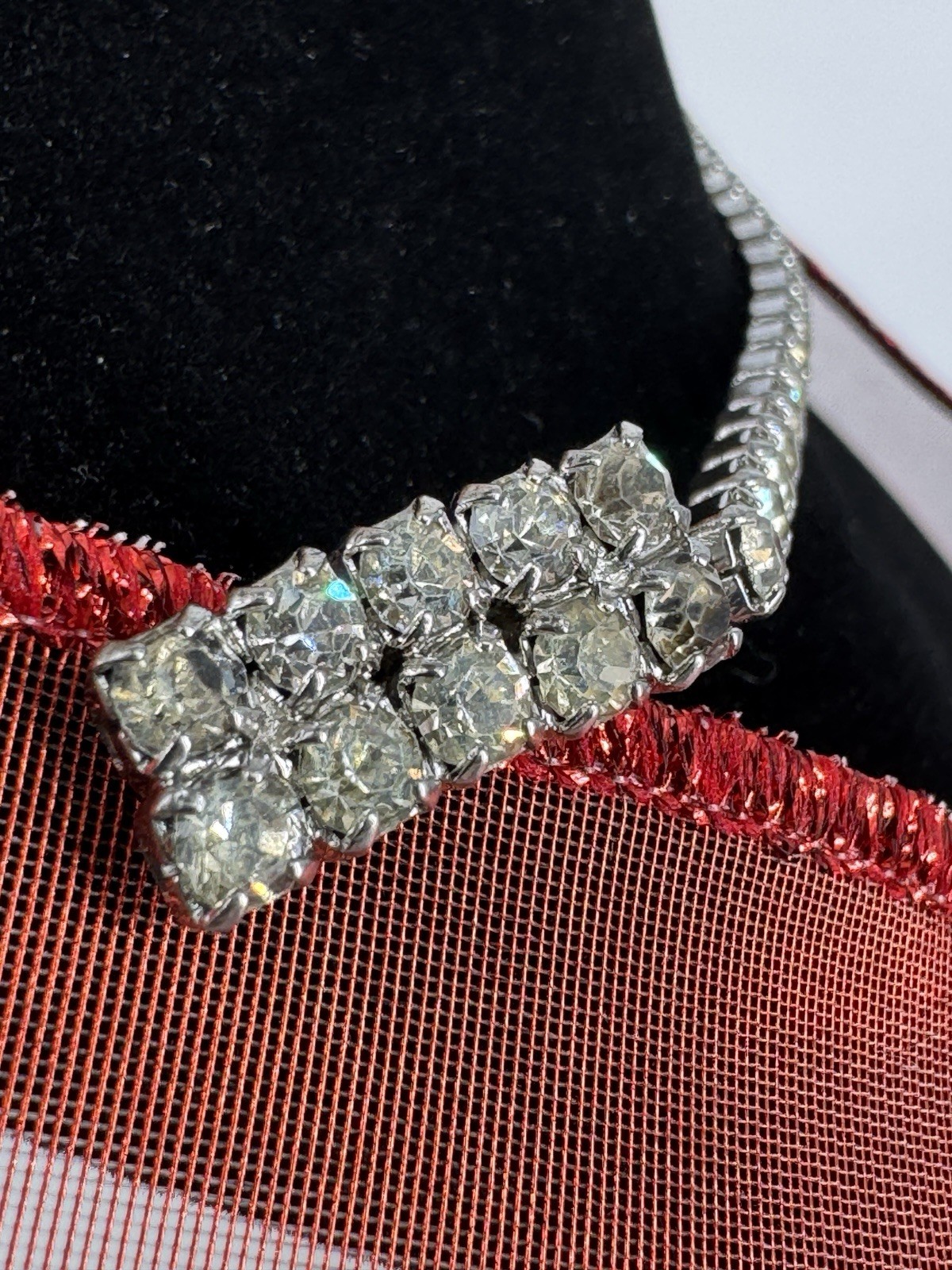 Vintage 50s 60s Sweater Clip ALL Rhinestones 6.75″ w box
