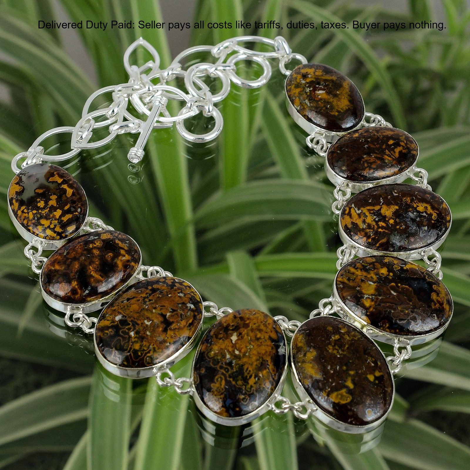 Oval Mariam Jasper Stone 925 Sterling Silver Chain Anniversary Necklace Jewelry