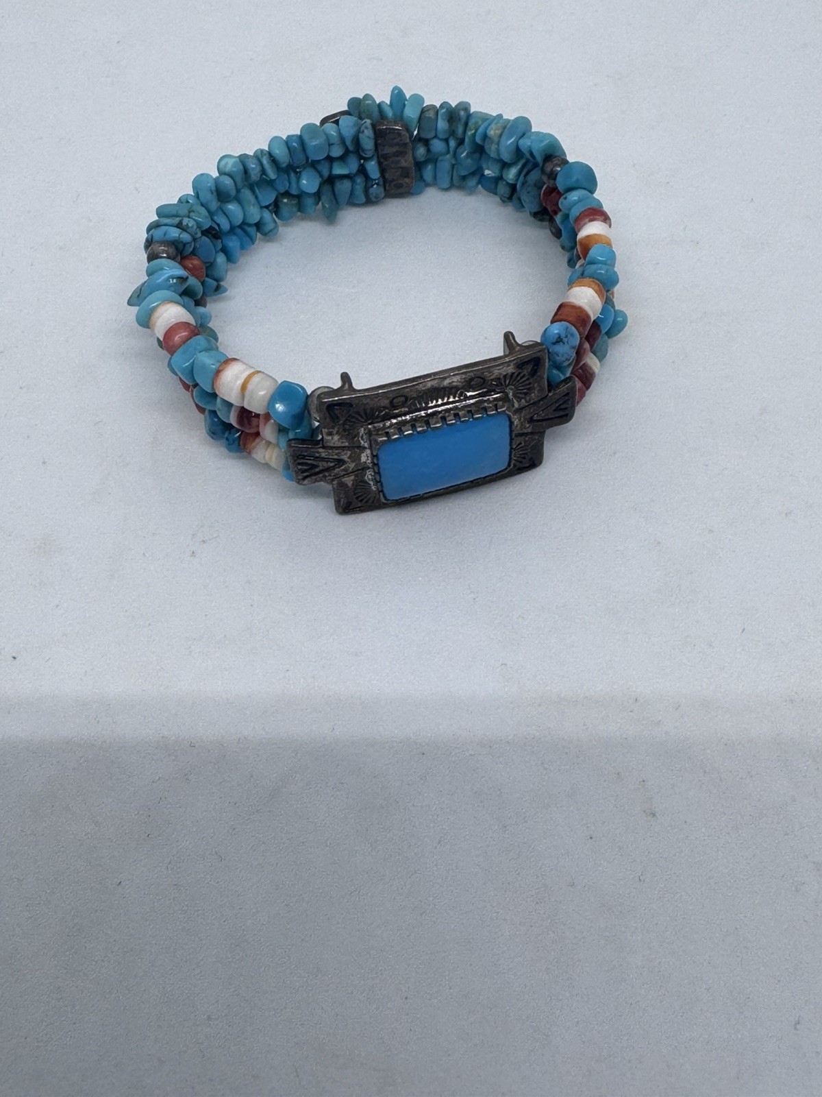 Pollack 925 Sterling Silver Turquoise Spiny Oyster Expandable Bracelet Signed