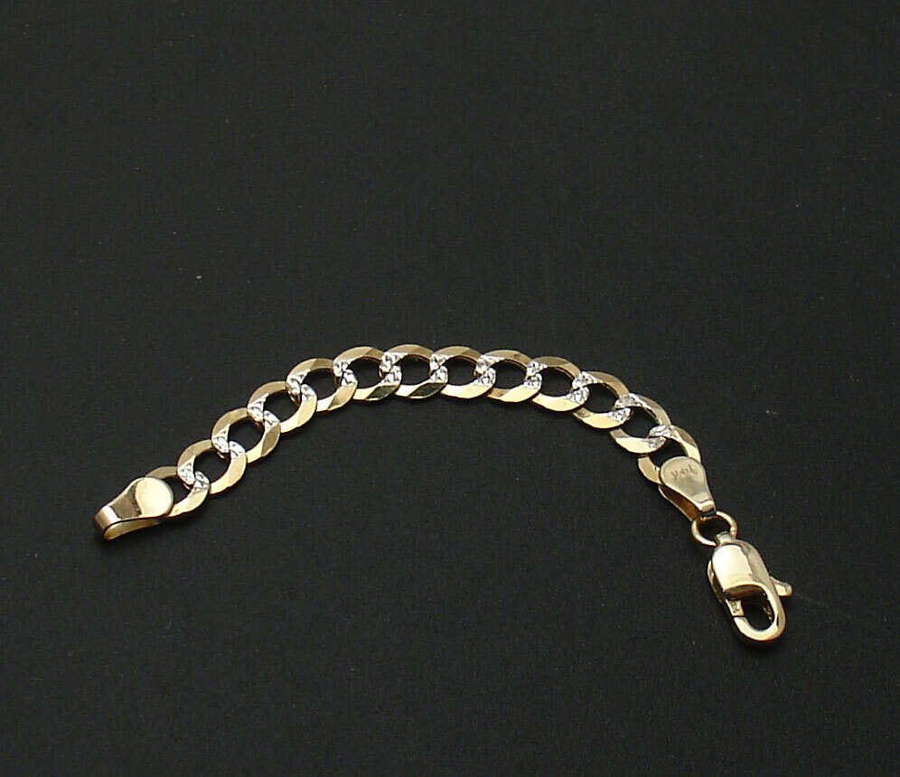 4.7mm Solid Diamond Cut Curb Chain Necklace Extender REAL 14K Yellow White Gold