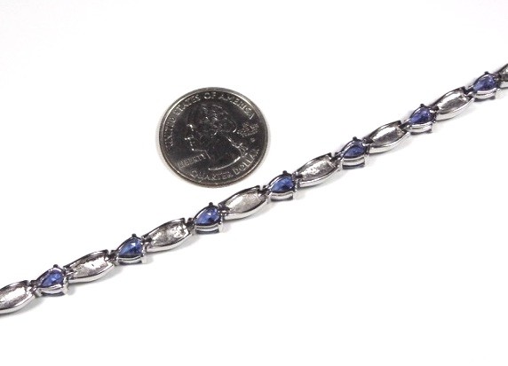Amethyst & Blue Opal Inlay 925 Sterling Silver Link Tennis Bracelet 7.5 – 8”