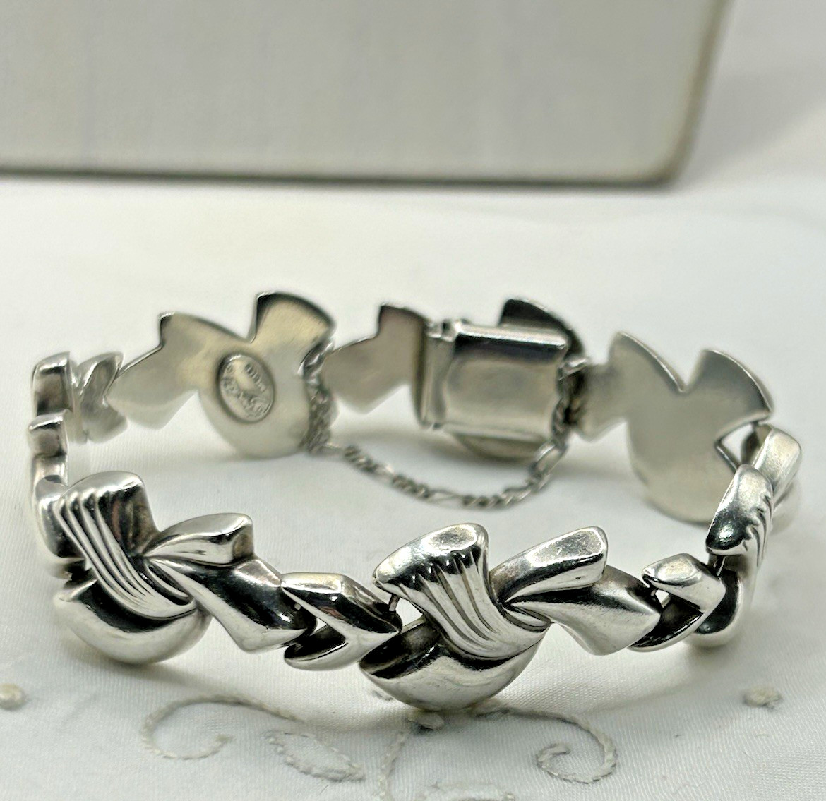 ZANFELD Sterling Silver 14K Gold Panel Bracelet 7.5″ Long with Safety Chain