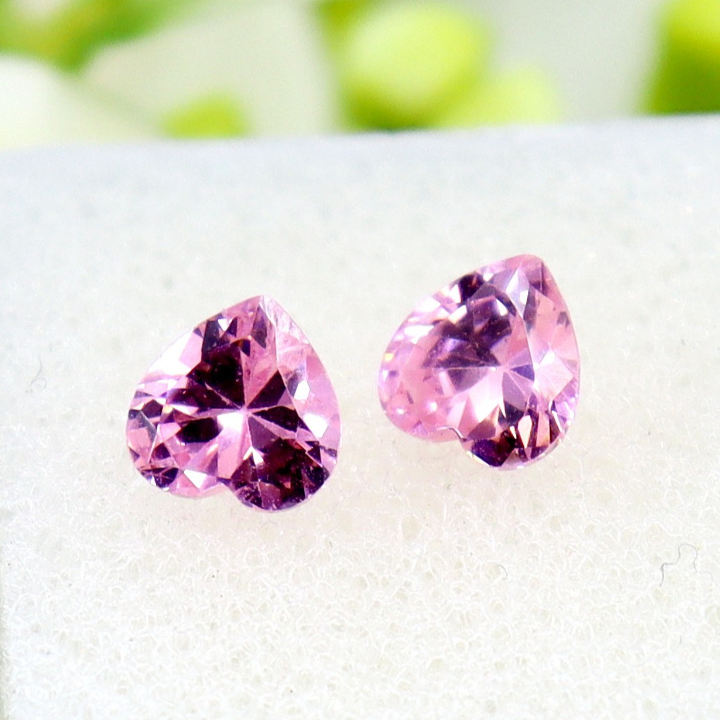 Natural SAPPHIRE Pink Lot Of 2 Pcs Heart Shape CERTIFIED Loose Gemstone 7.75 Ct