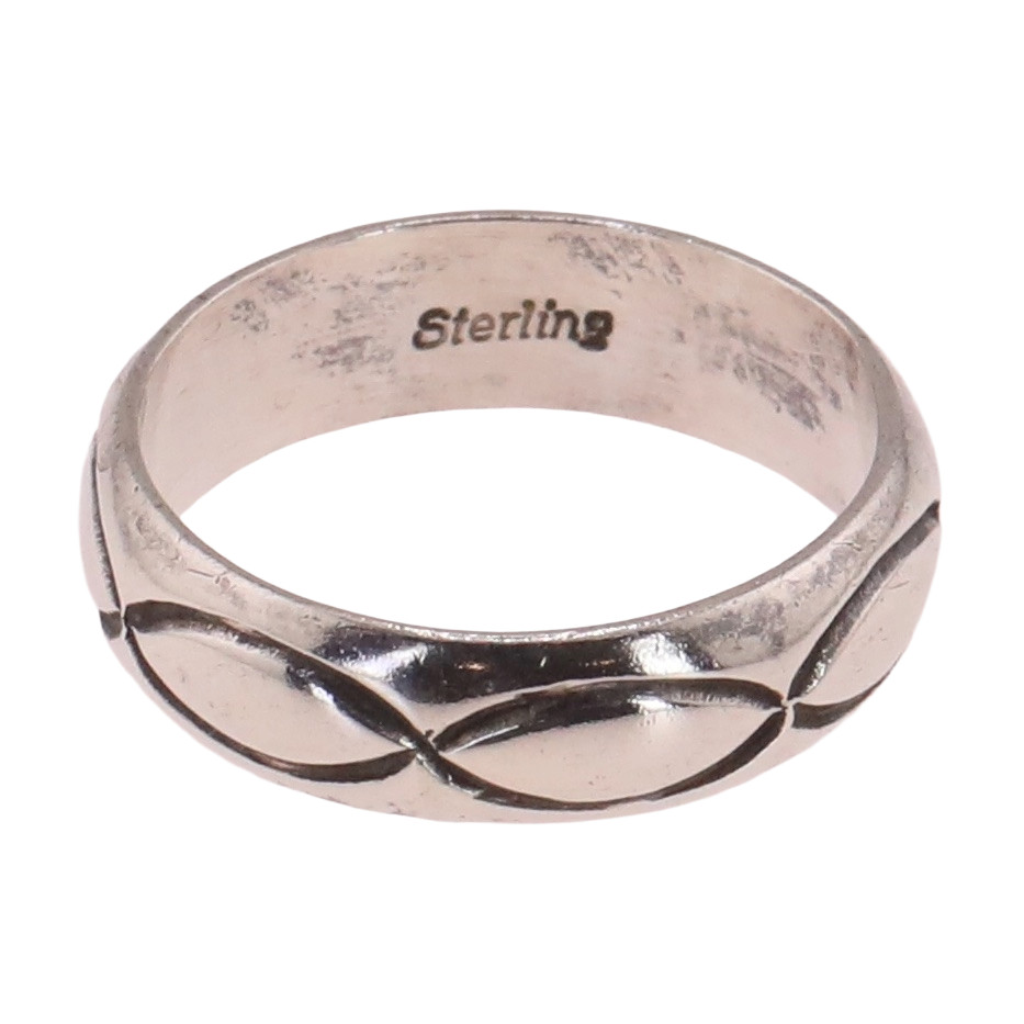 VTG Sterling Silver | Navajo Stamped Geometric Solid Band Ring | Size 8.5 | 5g