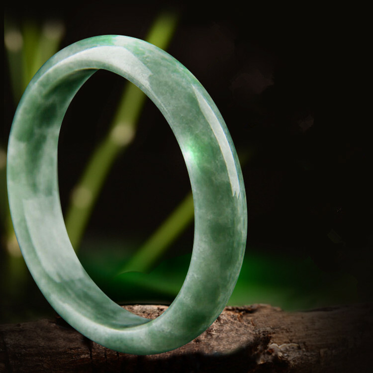 Beautiful Natural Real Chinese Green Jade Bangle Bracelet Emerald Green 61mm
