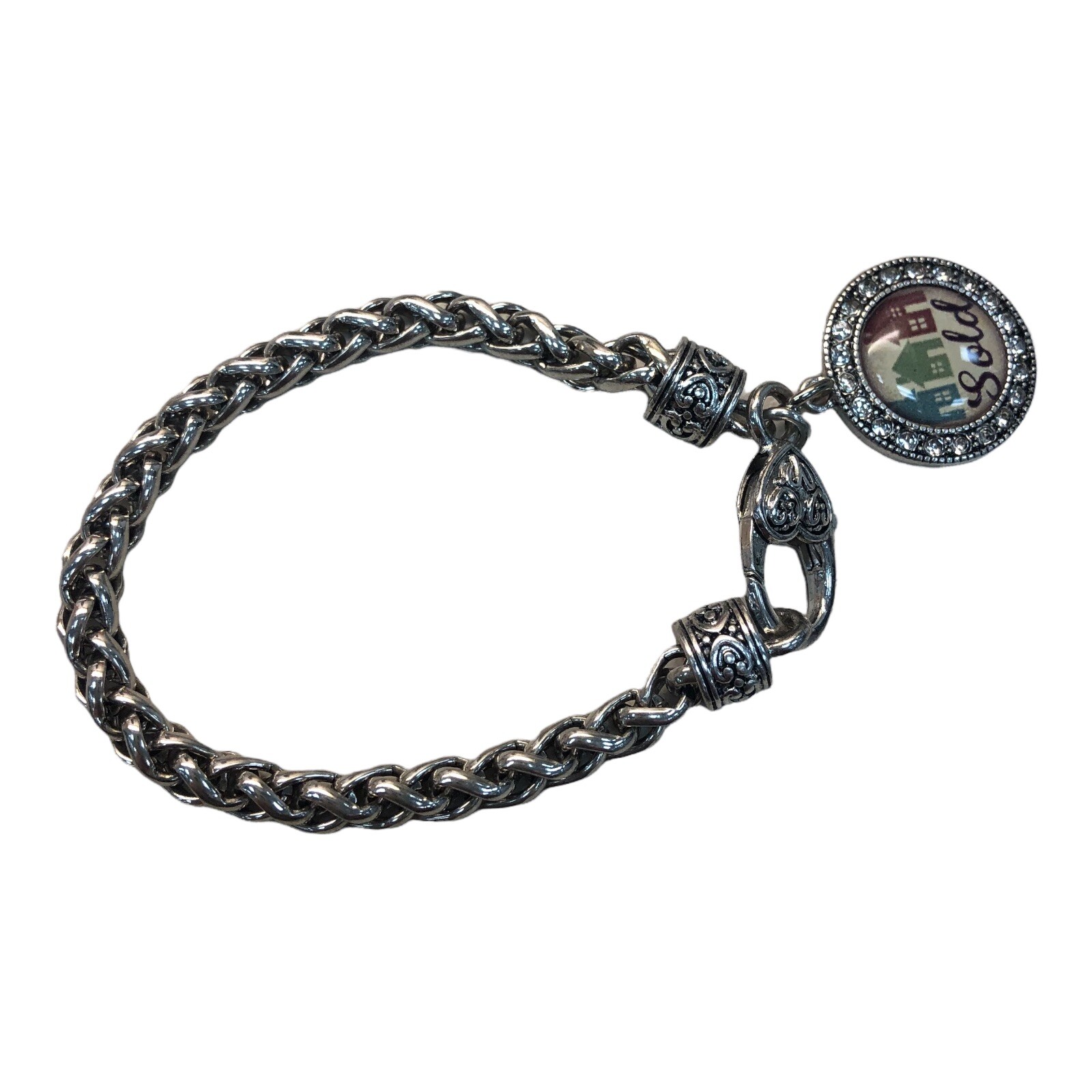 Bracelet Brave New Look Silver Plated Wheat Link Thick Charm Shiny Size 7.5″