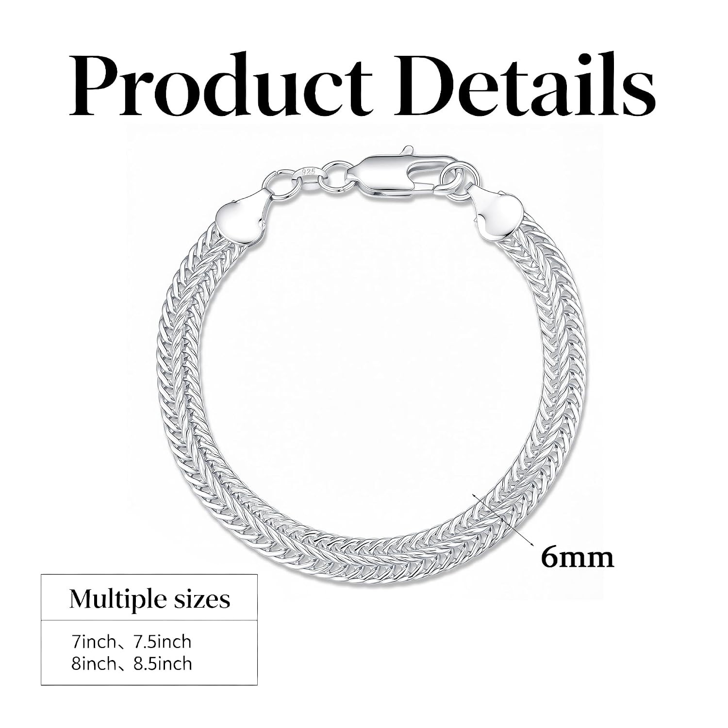Diamond Cut 925 Sterling Silver Snake Chain Bracelet for Men Size: 6 mm Wide, 7