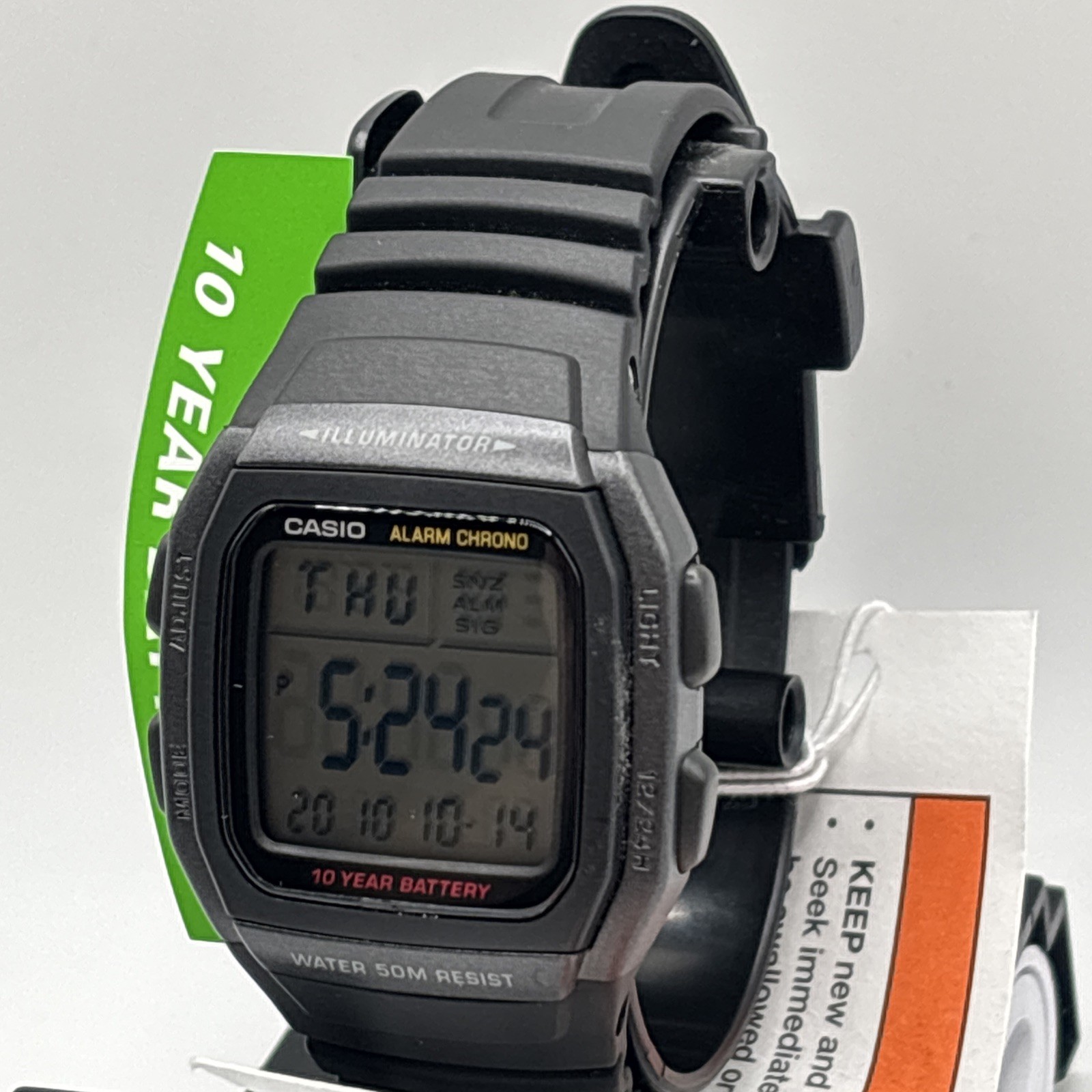 Casio W96H-1BV 50M WR Chronograph Watch Alarm 10 Year Battery Date Black NEW