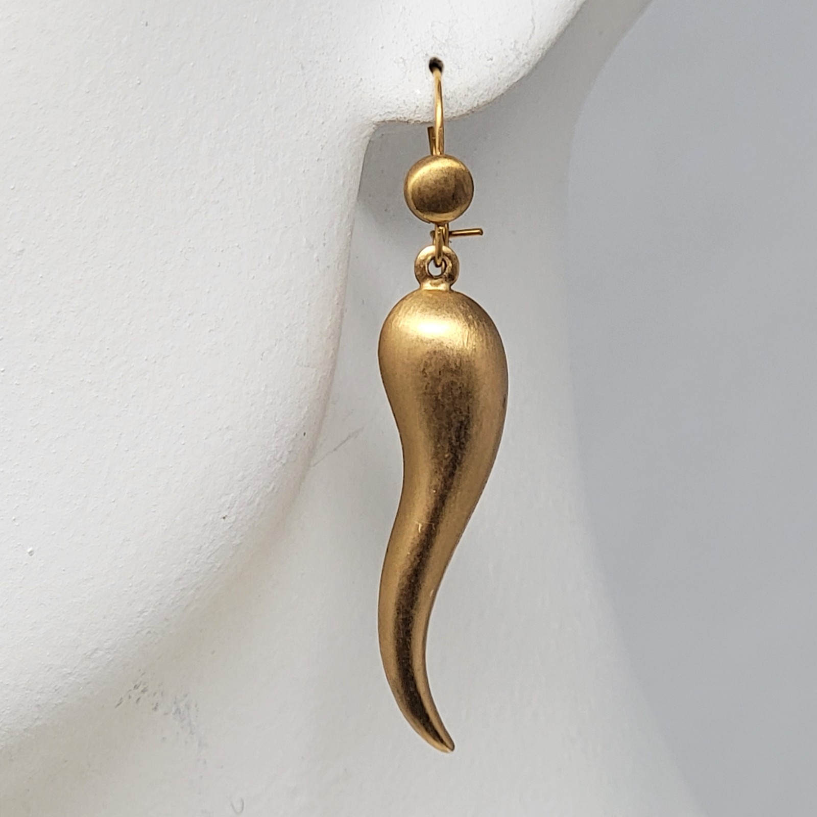 Vintage 14K Gold Filled Italian Cornicello Earrings Horn Amulet Jewelry