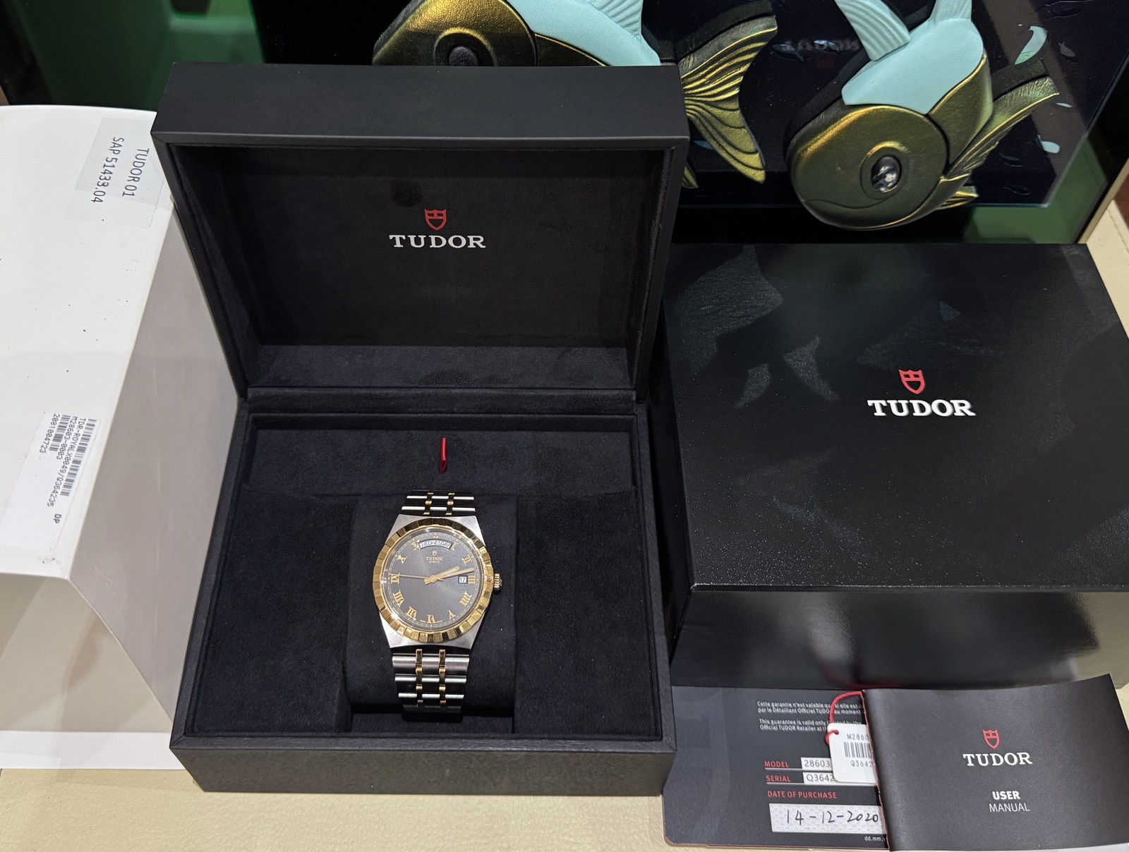 Auth 2020 Tudor Royal Day Date Steel & Gold Mens Watch 28603 With Box & Papers