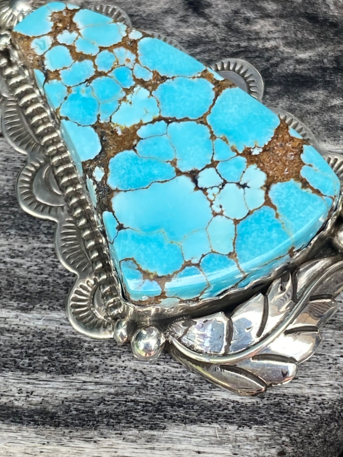 BRAND NEW Appaloosa Turquoise Stamped Floral Pendant 925 Silver