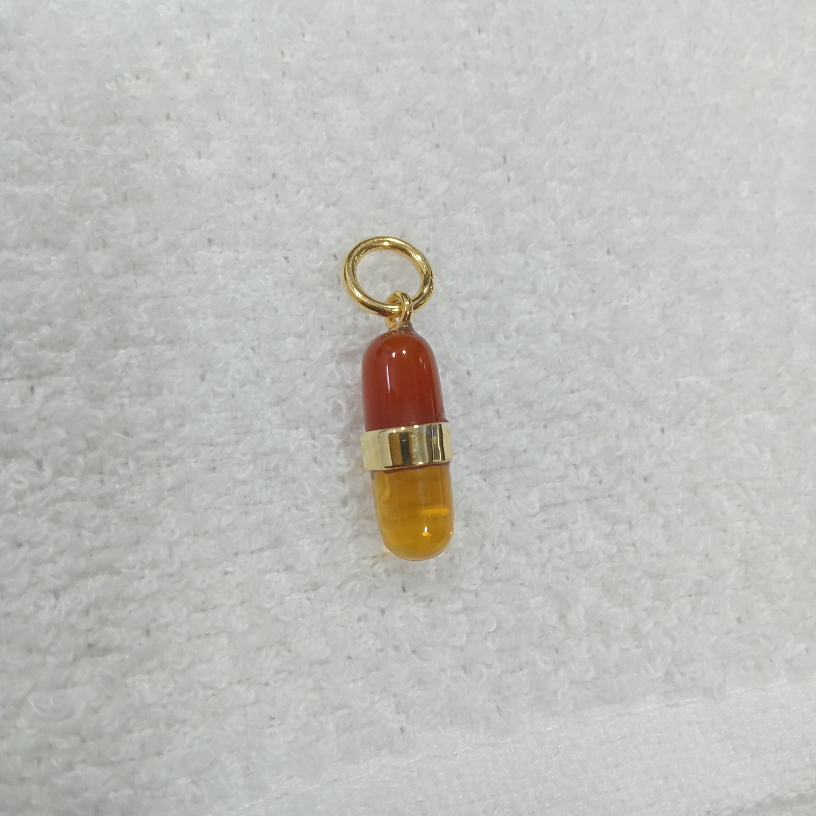 Vermeil Pill Capsule, 18k Gold Pill Charm, Carabiner, Pill Pendant, Tases Stones