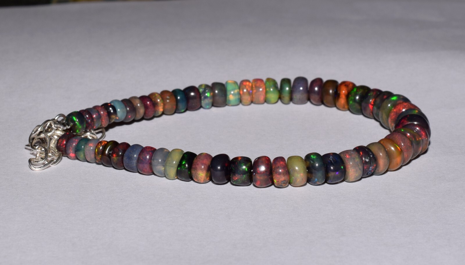 925 Sterling Silver 100%Natural Ethiopian Opal 3To5MM Beads 7″Bracelet F2003