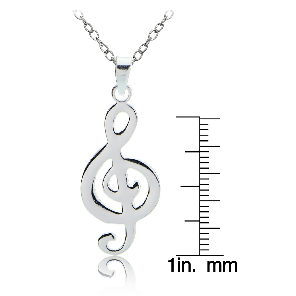 Sterling Silver Musical Note Polished Necklace