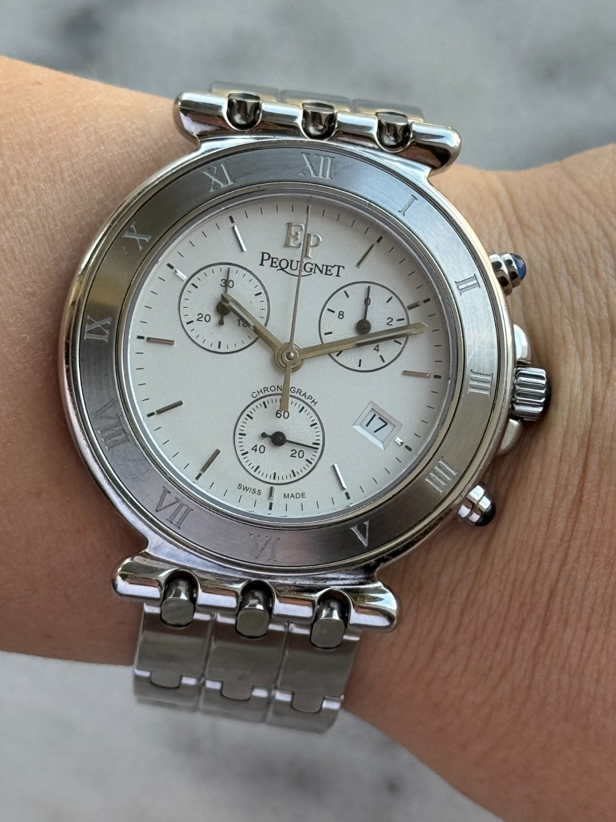 Pequignet Moorea Classique Chronograph Watch Quartz Mens 42mm Swiss 1350433