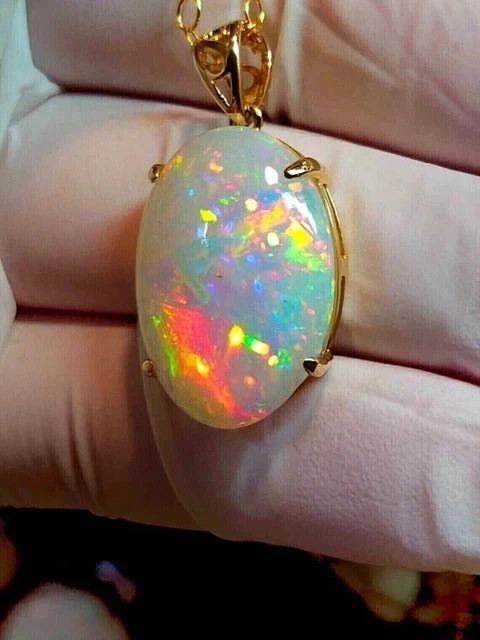 3Ct Oval Cut Lab Created Fire Opal Solitaire Pendant 14K Yellow Gold Plated