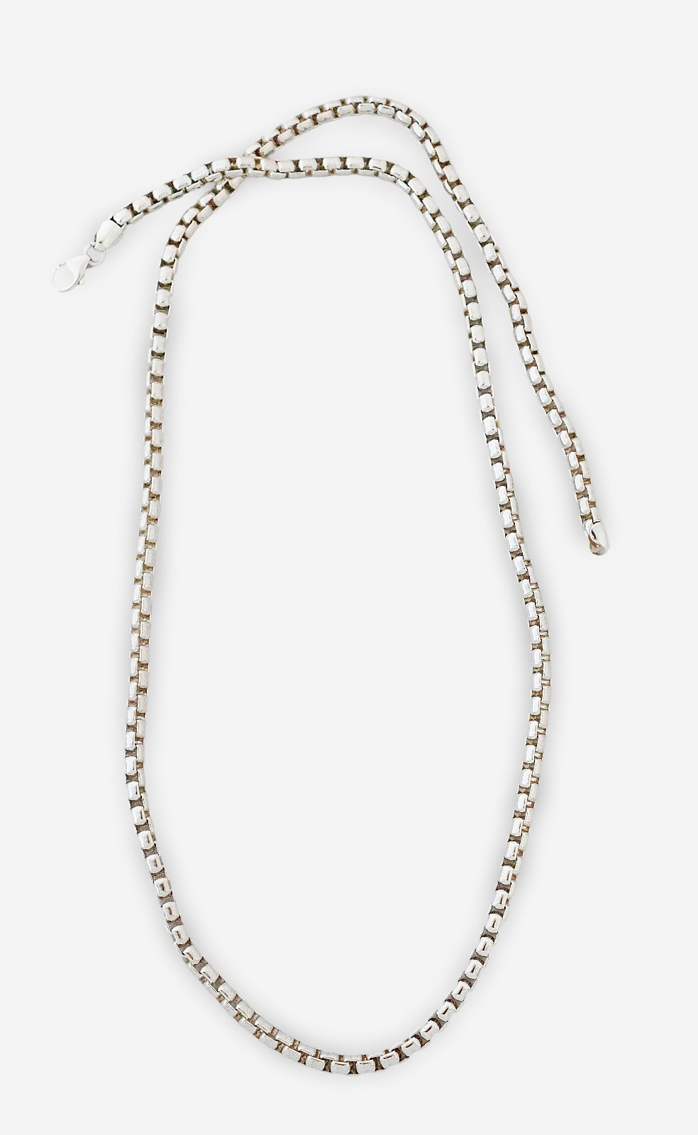 Solid Sterling Silver Box Link Chain Necklace, 30.0″ inch – 91.4 Grams