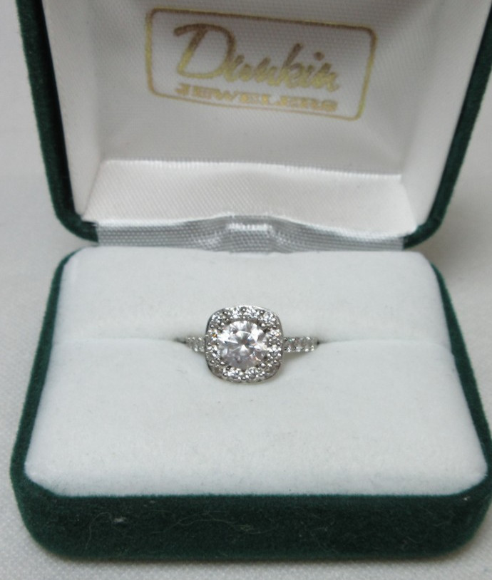 GABRIEL & COMPANY 14K SOLID WHITE GOLD & NATURAL DIAMONDS ENGAGEMENT RING