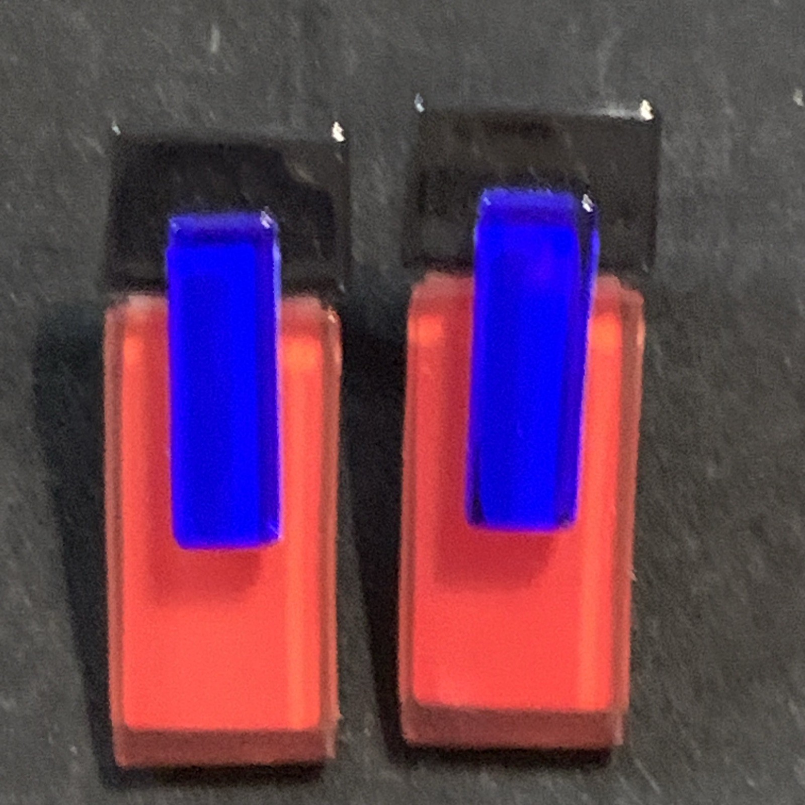 Vintage Unmarked Pop Art Glass Style 1960-1970’s Earrings Very Artsy!