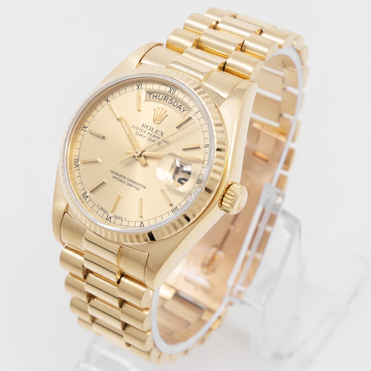 Rolex Day-Date 36 18038 Wristwatch, Yellow Gold, Champagne Dial, President Br…